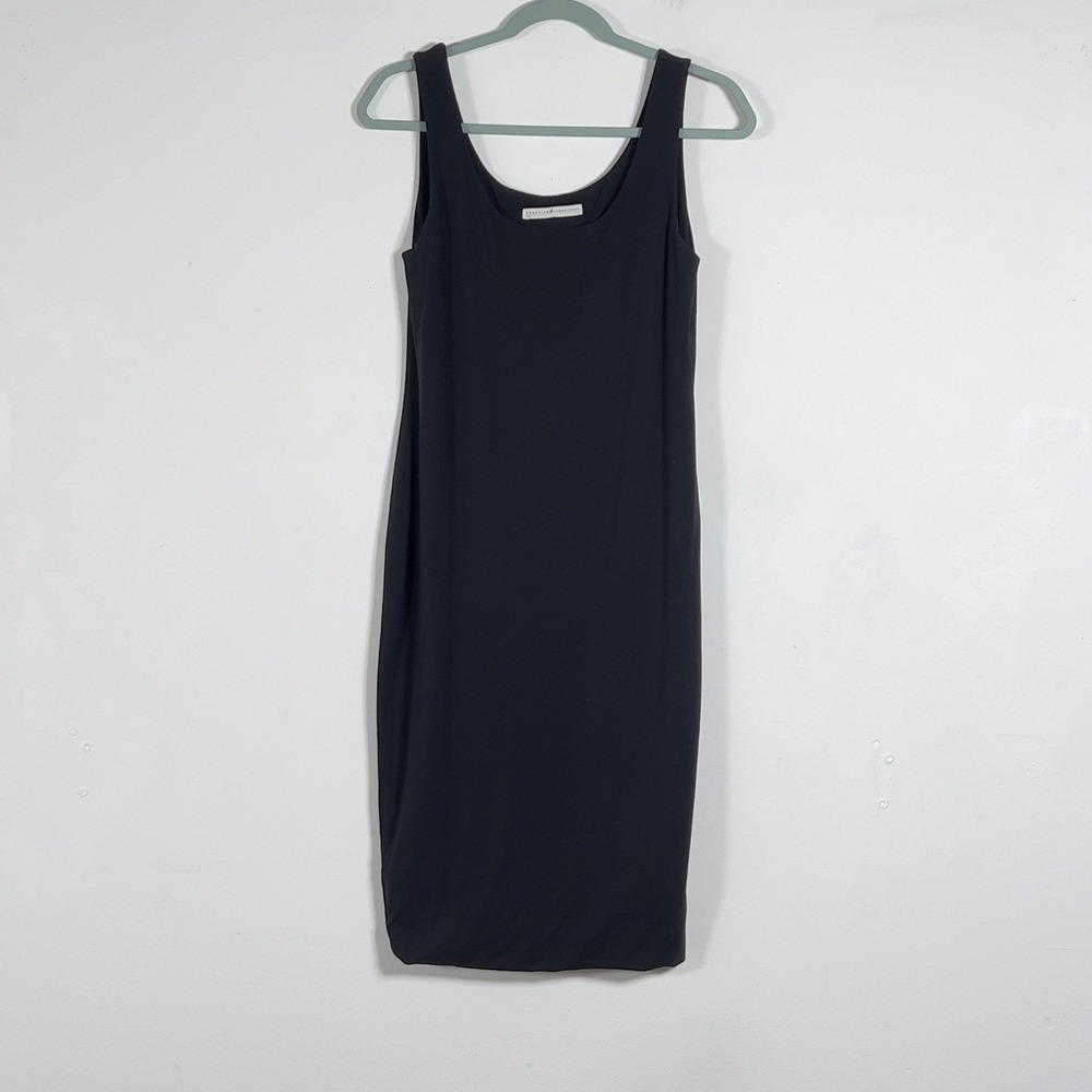 Peruvian Connection Sheath Tank Dress Womens Sz M Black Pima Cotton Stretch